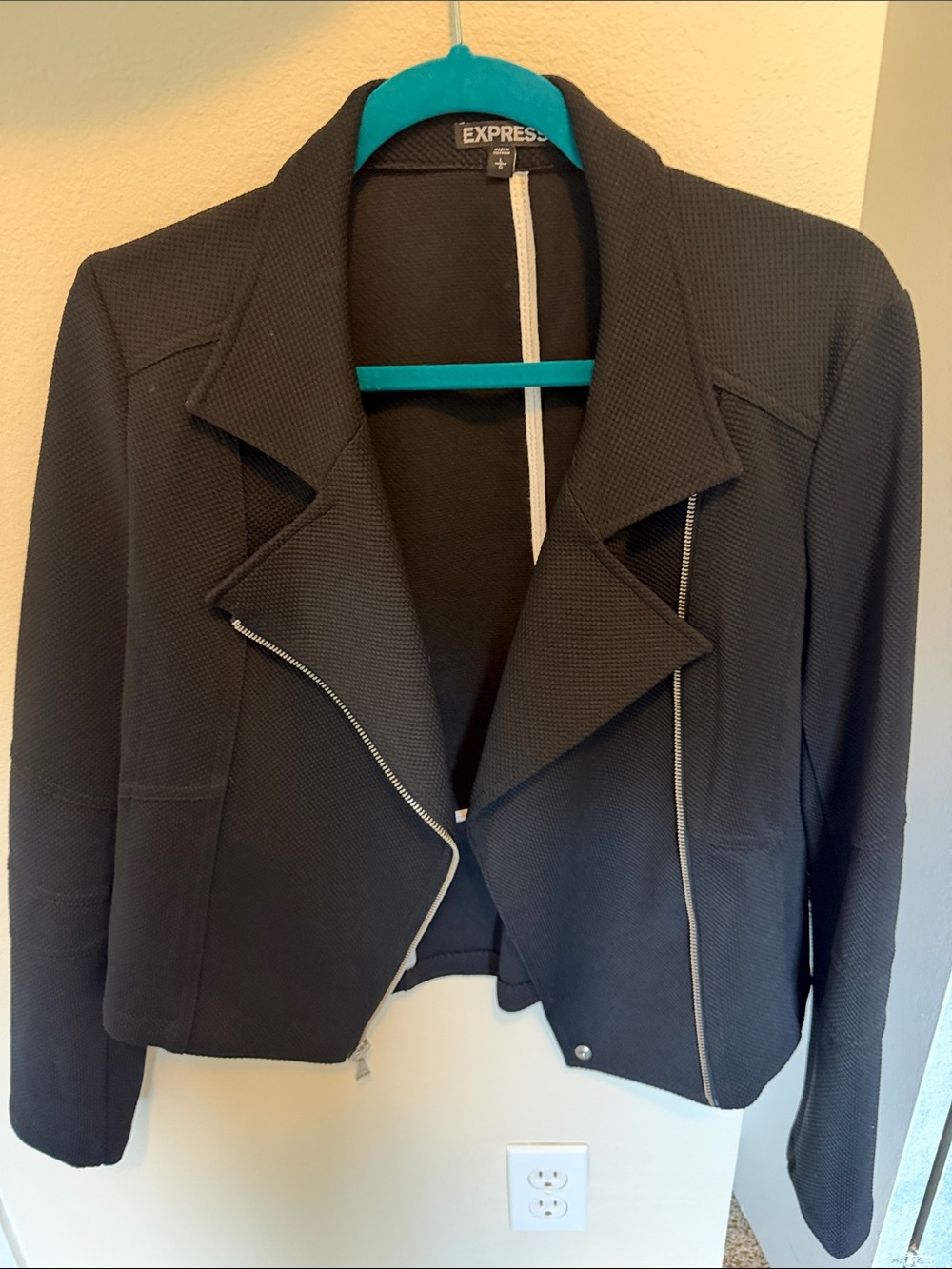Express Black Textured Moto Blazer
